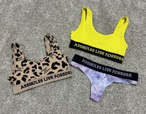 ALF Live Forever Bralette Thong Underwear Bundle Leopard Tie Dye Neon NEW Size S